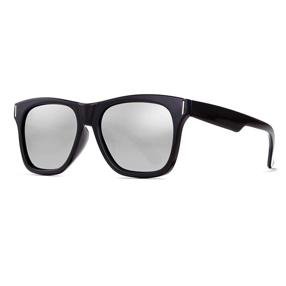 Polarized Silver Mirror Lens Matte Black Shades